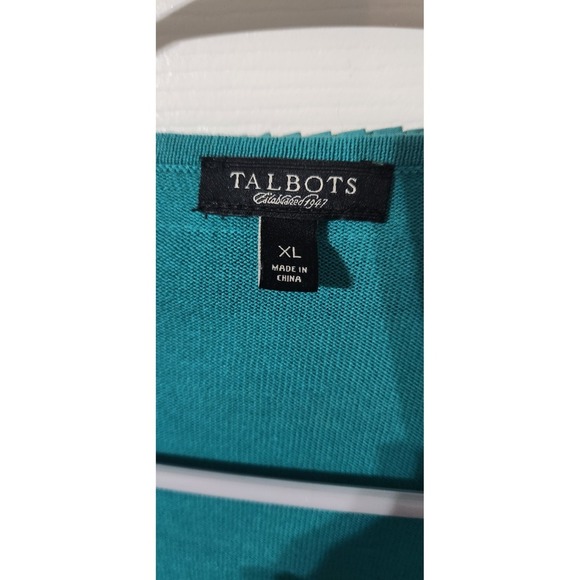 Talbots Ruffle Cardigan Blue Green, Size XL - Picture 2 of 5
